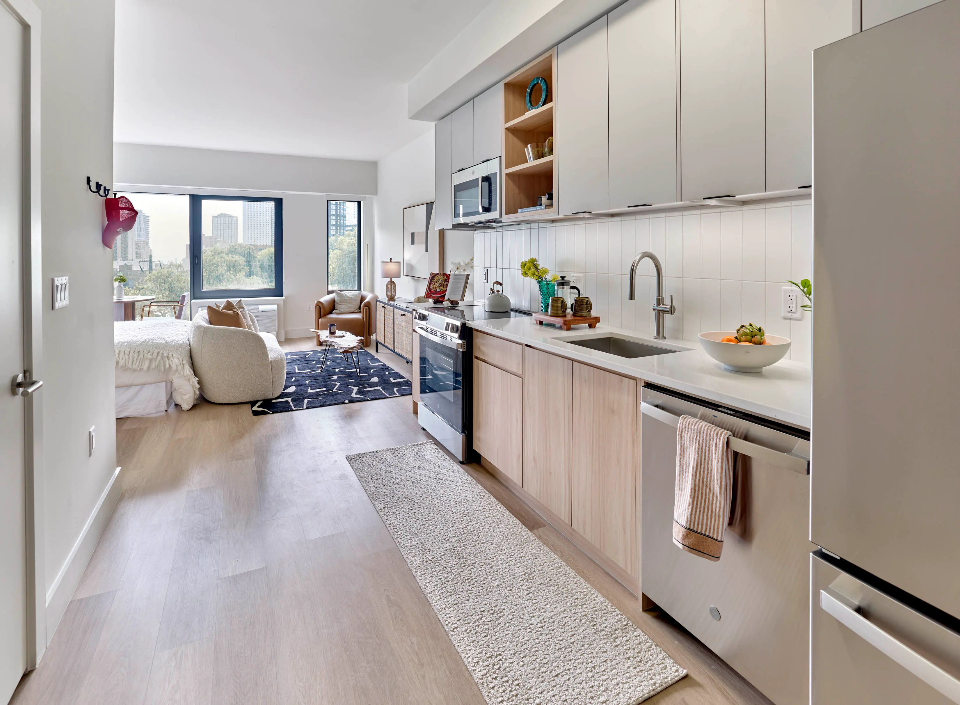 Open-concept dining area and modern kitchen featuring.